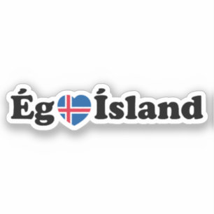 Sticker I Heart (Love) Islande [Ég Elska Ísland] Islandais