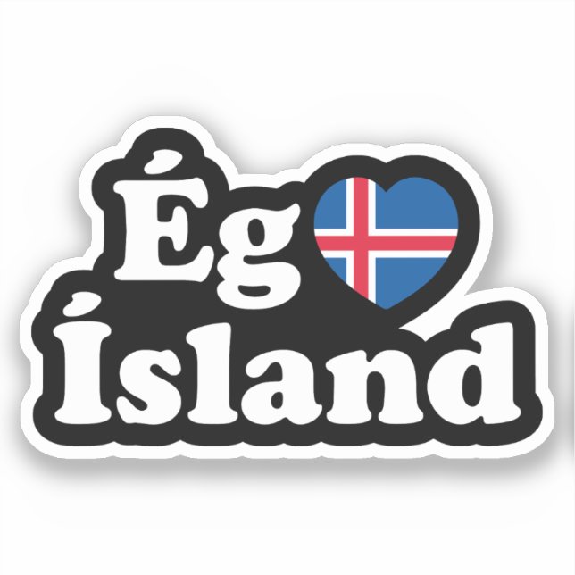 Sticker I Heart (Love) Islande [Ég Elska Ísland] Islandais (Recto)