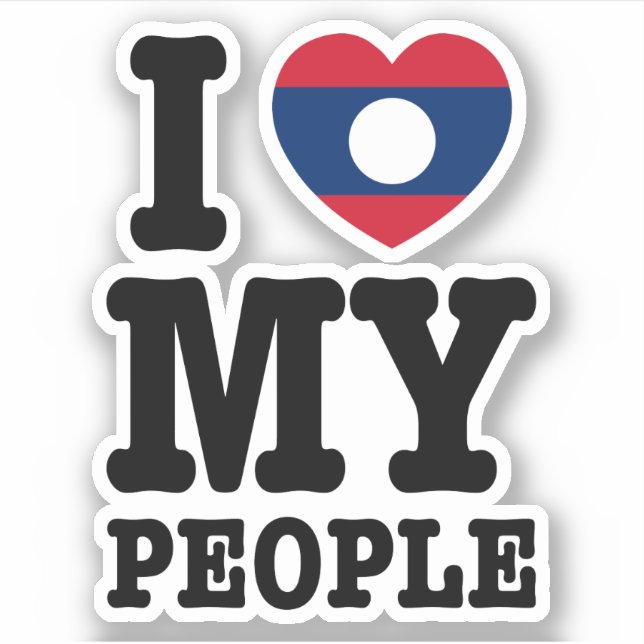 Sticker I Heart (Love) My Lao People (Devant)