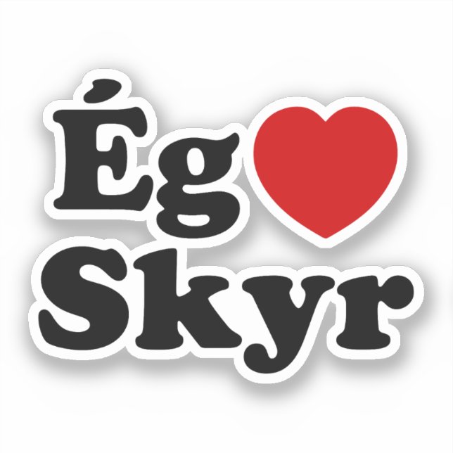 Sticker I Heart (Love) Skyr [Ég Elska Skyr] Islandais (Recto)