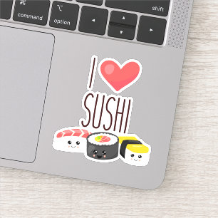 Sticker i heart sushi citation rouleaux sashimi surimi nou