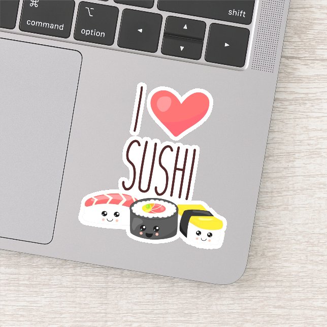 Sticker i heart sushi citation rouleaux sashimi surimi nou (Détail)