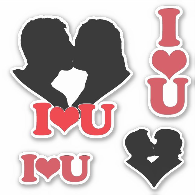 Sticker I Heart U Couple Livre de rebuts (Devant)