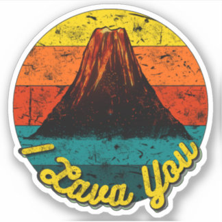 Sticker I Lava You Volcano Distressed Retro Sunset Love
