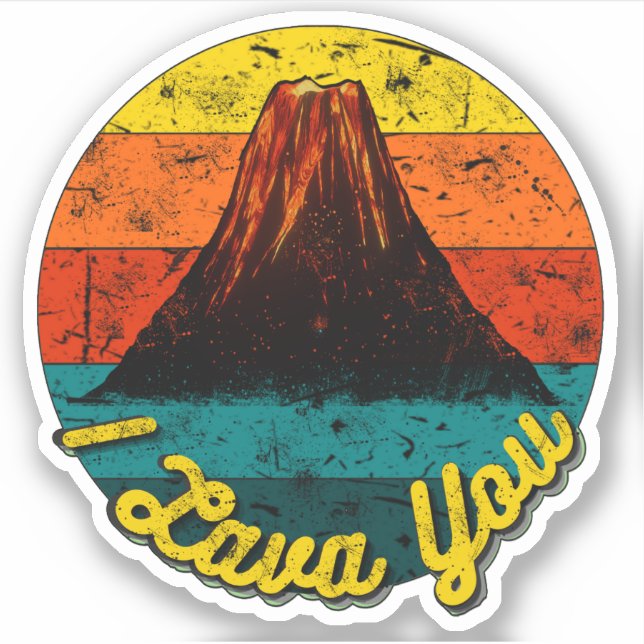 Sticker I Lava You Volcano Distressed Retro Sunset Love (Devant)