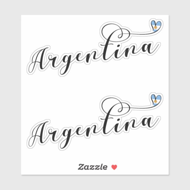 Sticker I Love Argentina, Argentine Flag Heart (Feuille)
