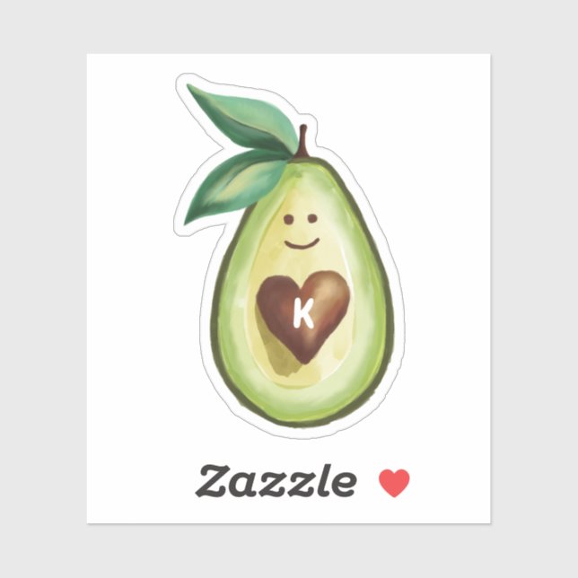 Sticker I Love Avocados Monogram Avocado Heart Character (Feuille)