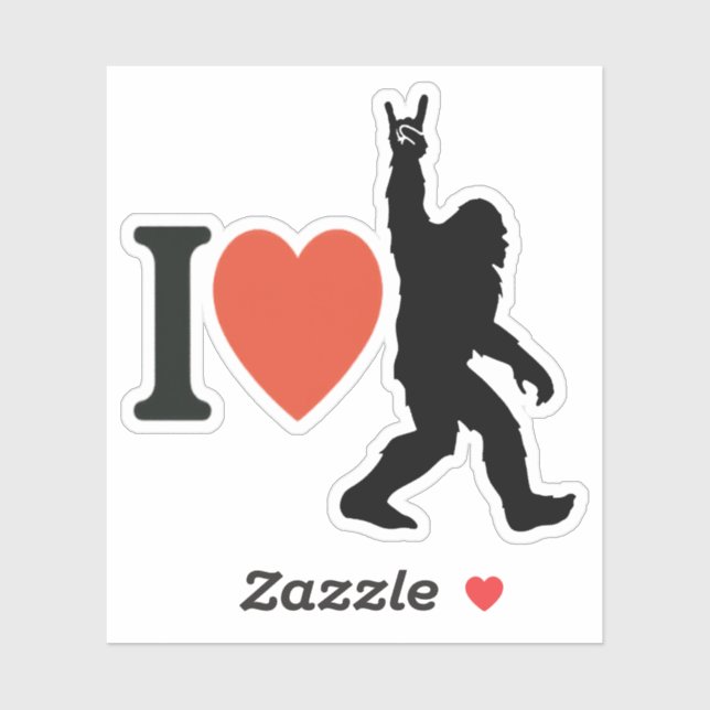 Sticker I Love Bigfoot Rock On  (Feuille)