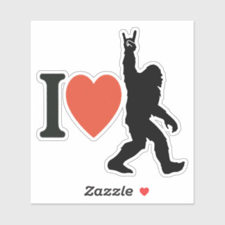 Sticker I Love Bigfoot Rock On