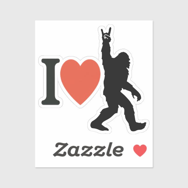 Sticker I Love Bigfoot Rock On (Feuille)