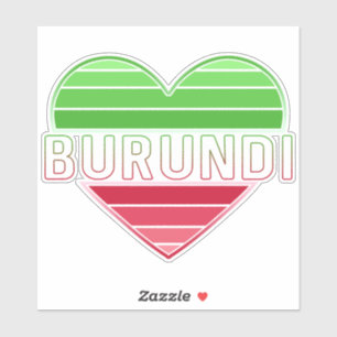 Sticker I Love Burundi, Drapeau Burundais Couleurs Coeur