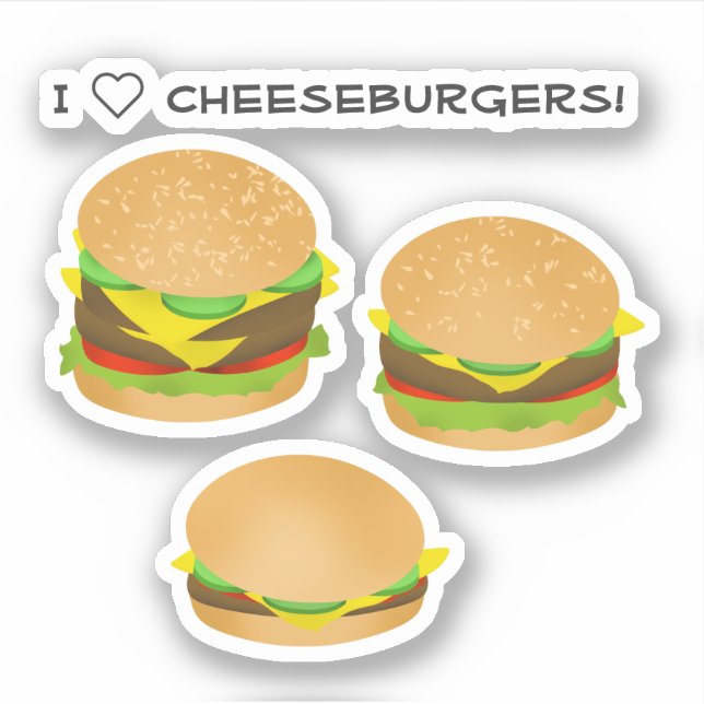 Sticker I Love Cheeseburgers (Devant)
