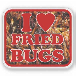 Sticker I Love (Coeur) Fried Bugs / Insectes comestibles