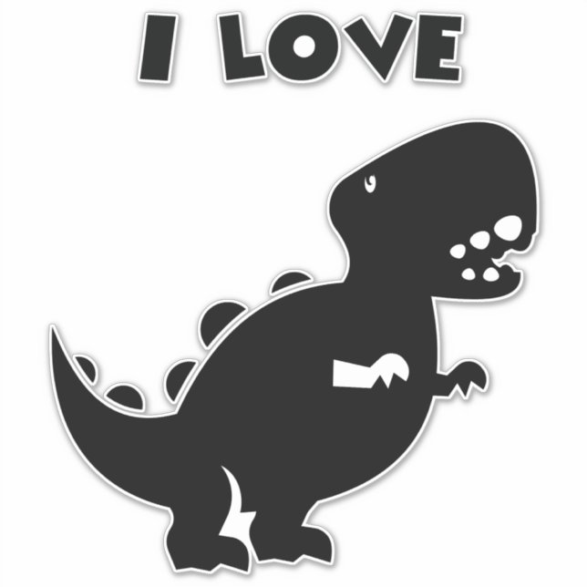 Sticker I Love Dinosaures tyrannosaurus rex Silhouette Art (Devant)