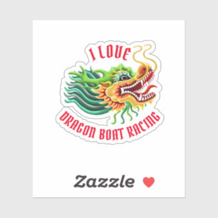 Sticker I Love Dragon Boat Racing Logo