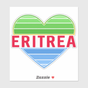 Sticker I Love Érythrée, Drapeau érythréen couleurs Coeur