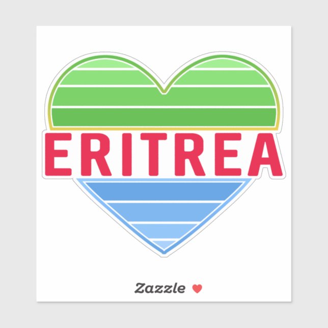 Sticker I Love Érythrée, Drapeau érythréen couleurs Coeur (Feuille)
