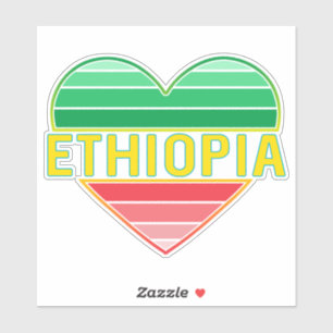 Sticker I Love Ethiopia, Ethiopian Heart