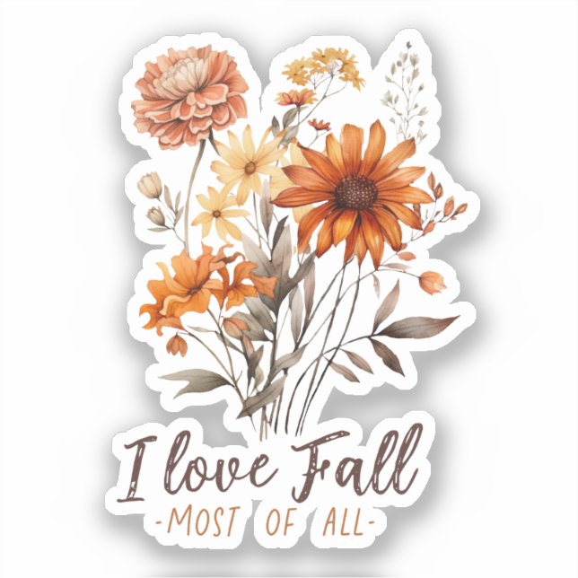 Sticker I Love Fall Most All - Autumn Foliage (Recto)