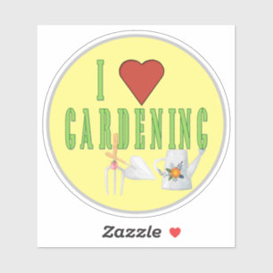 Sticker I Love Gardening Texte Illustré Vinyl