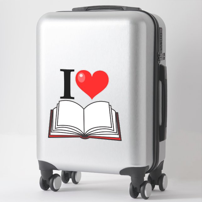 Sticker I Love Heart Books and Reading Librarian (Sur valise)