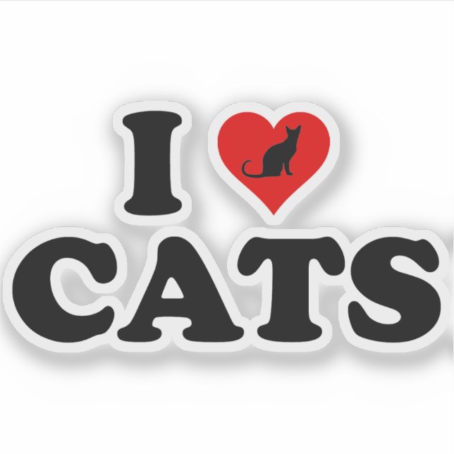 Sticker I Love (Heart) Cats (Devant)
