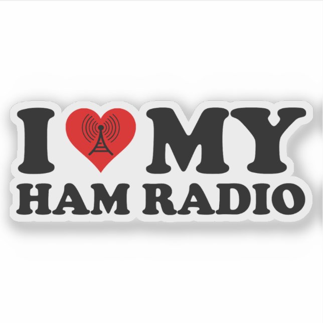 Sticker I Love (Heart) My Ham Radio (Devant)