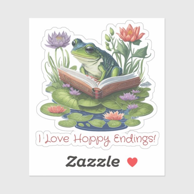 Sticker I Love Hoppy Endings Livre Love Frog (Feuille)