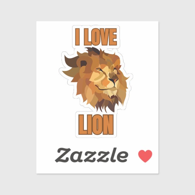 Sticker I Love Lion – Animal Lover Design for Wildlife Fan (Feuille)