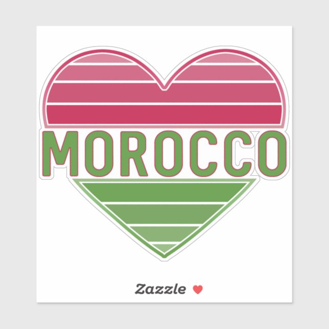 Sticker I Love Morocco, coeur marocain (Feuille)