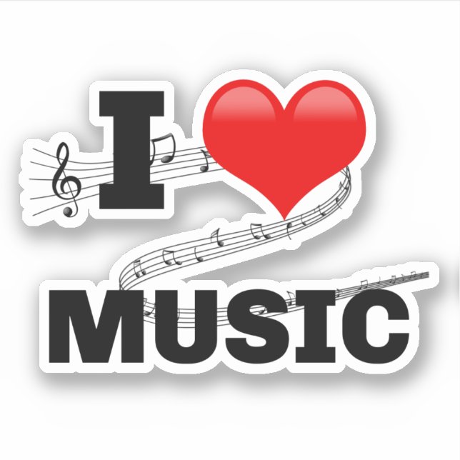 Sticker I Love Music, design populaire (Devant)