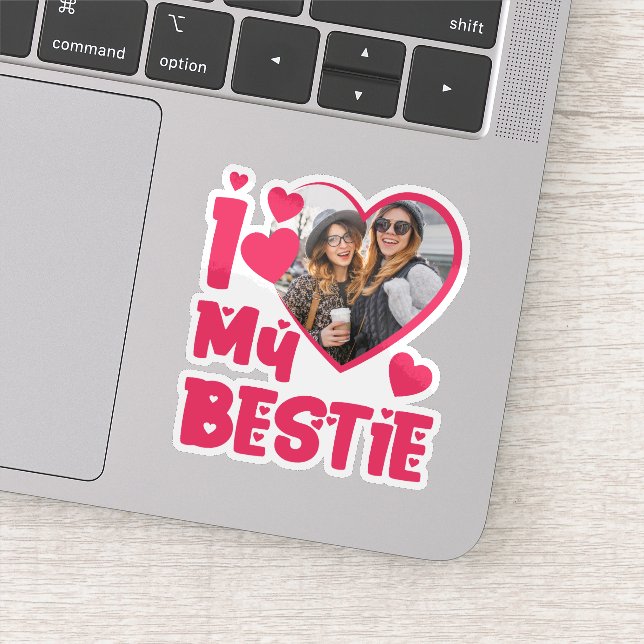Sticker I Love My Bestie Photo Personnalisée Conception En (Détail)
