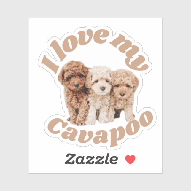 Sticker I Love My Cavapoo Amoureux des chiens Cavoodle Pro (Feuille)