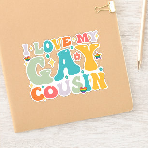Sticker I Love My Gay Cousin Super Rainbow LGBT Pride