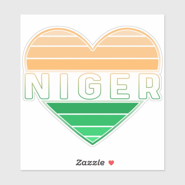 Sticker I Love Niger, Coeur Nigérien (Feuille)