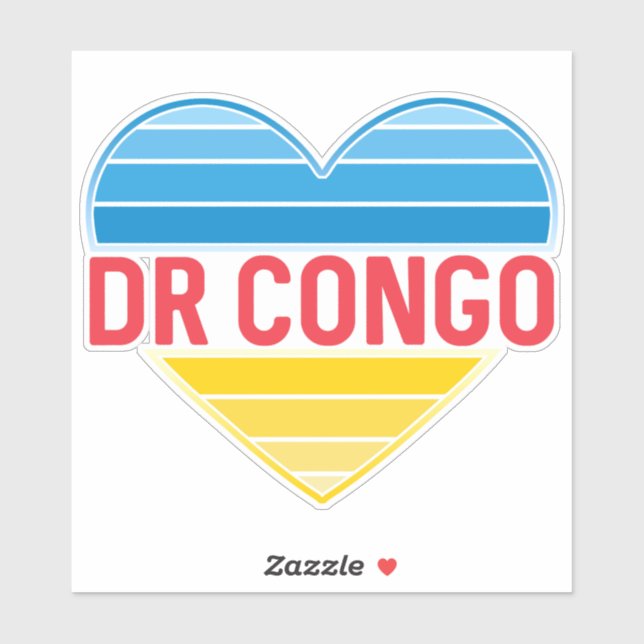 Sticker I Love RD Congo, Congo-Kinshasa Coeur (Feuille)