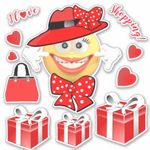 Sticker I Love Shopping Souriant Mode Emoji