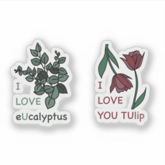 Sticker I LOVE Ucalyptus & I LOVE YOUlip