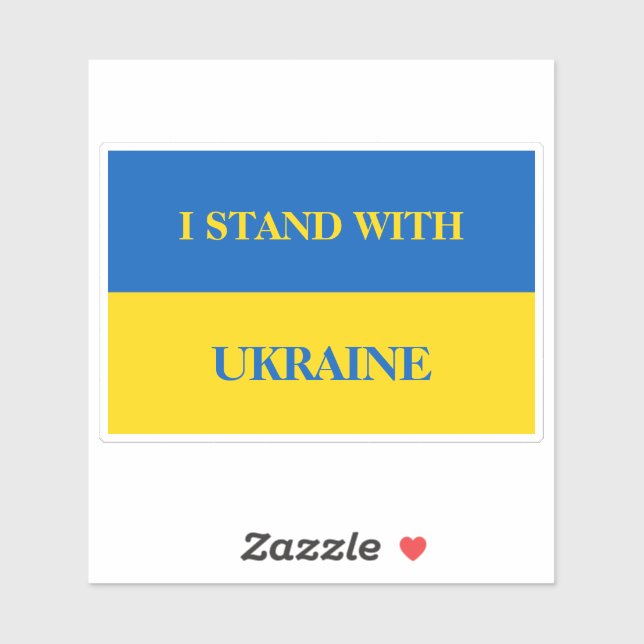 Sticker I stand with Ukraine. Ukrainian flag.  (Feuille)