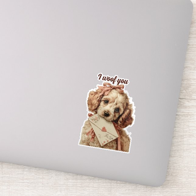 Sticker I woof you Vintage Pup Valentine's Day (Détail)