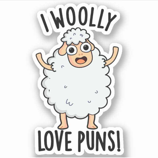 Sticker I Wooly Love Puns Funny Sheep Pun  (Devant)