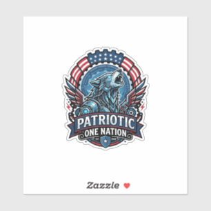 Sticker IA patriotique Liberté Loup Cyberpunk Avenir Liber