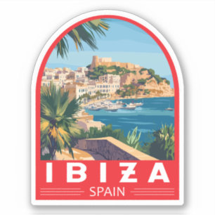 Sticker Ibiza Espagne Illustration Voyage Art Vintage