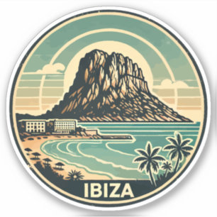 Sticker Ibiza Espagne Rocher d'Es Vedra Travel Art Badge