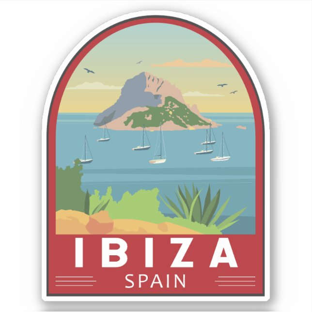 Sticker Ibiza Espagne Voyage Art Vintage (Devant)