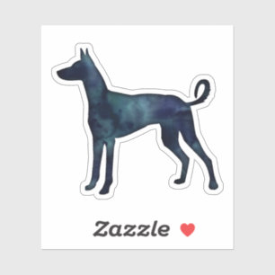 Sticker Ibizan Hound Dog Noir Aquarelle Silhouette
