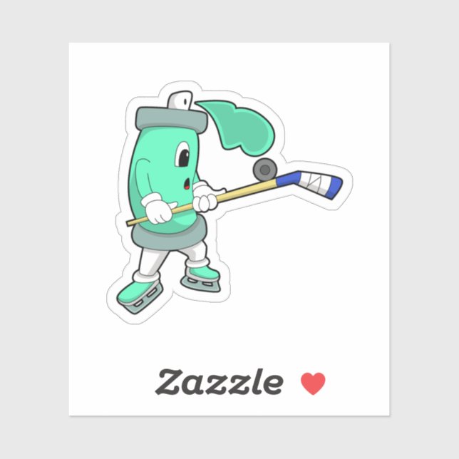 Sticker Ice spray at Ice hockey with Ice hockey stick (Feuille)