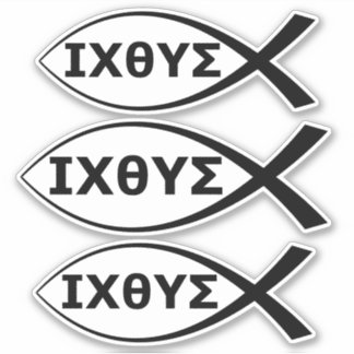Sticker Ichthus Christian Fish IXOYE Jésus Christ Dieu