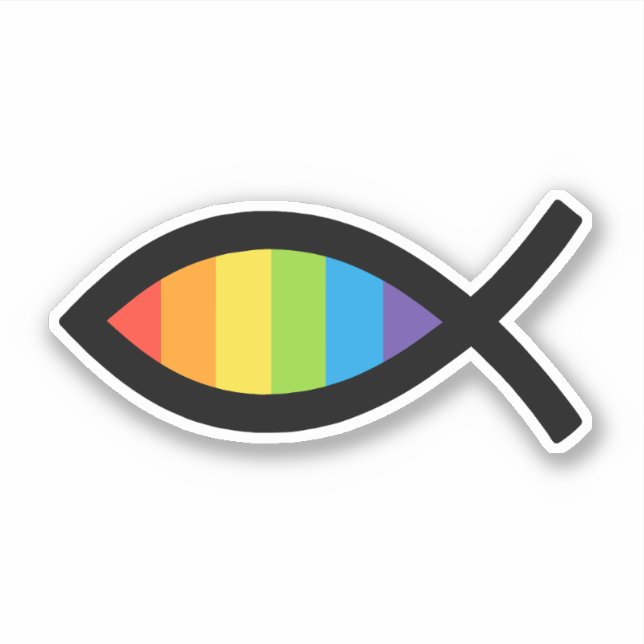 Sticker Ichthys Jesus Fish LGBTQ Gay Christian (Devant)