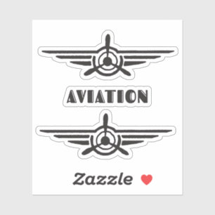 Sticker Icône de l'aviation Avion et symbole de typographi